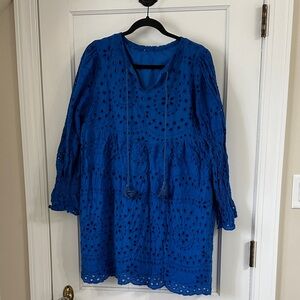 Blue Eyelet Tunic Dress